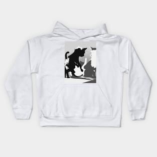 Kittens Shadow Silhouette Anime Style Collection No. 45 Kids Hoodie